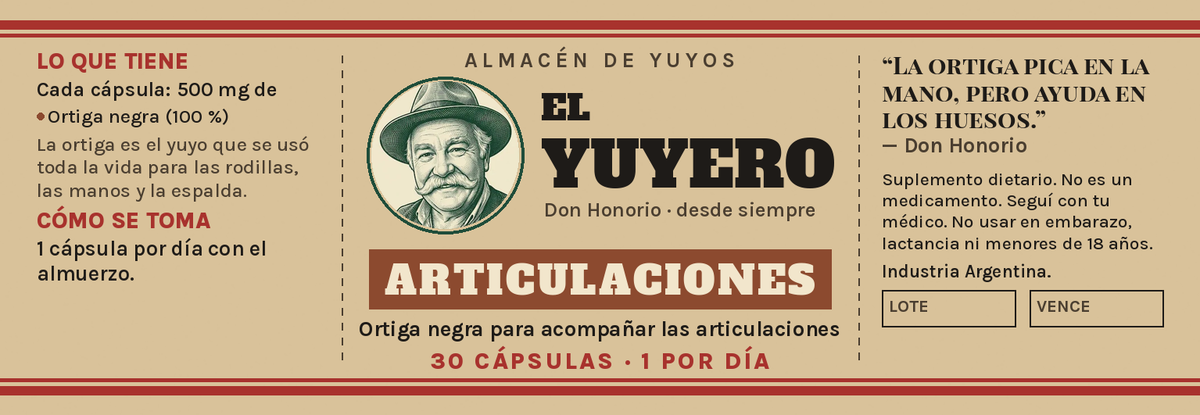 La etiqueta de El Yuyero Articulaciones