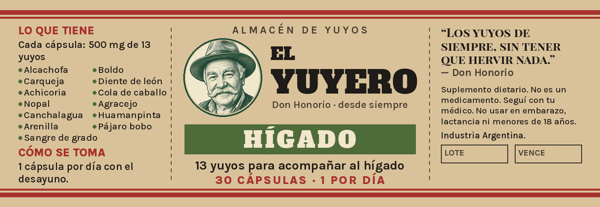 La etiqueta de El Yuyero Hígado